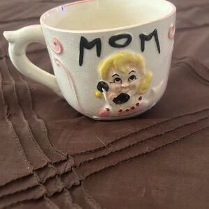 Vintage MOM Ceramic Mug with Pink Accents